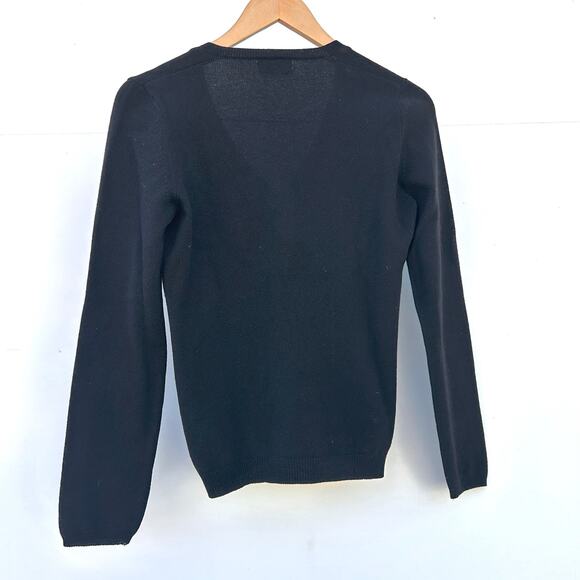 Rivamonti By Brunello Cucinelli Wool Silk Knit V-Neck Sweater Black Small - Picture 4 of 9